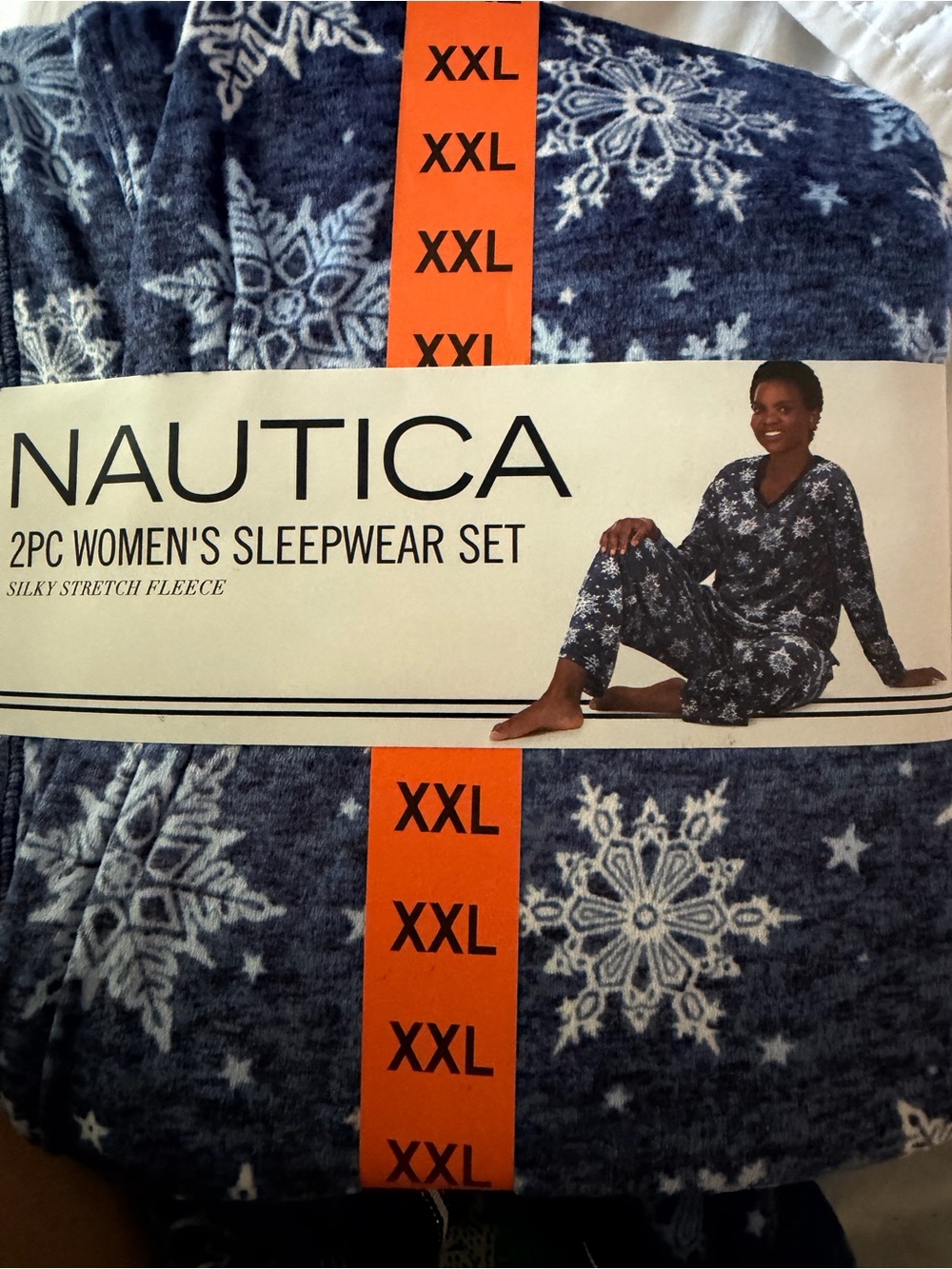 Nautica Navy and White Snowflake 2PC Women's Sleepwear Set